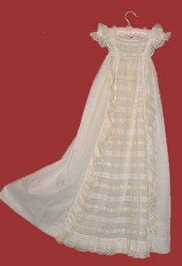 Christening Gown, c. 1840, worn by Elizabeth Davenport 1908