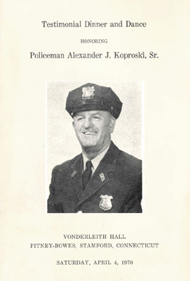 cover page of 1970 Dance and Testimonial Dinner for Al Koproski
