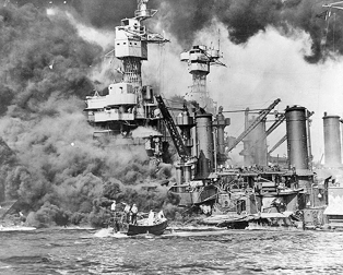 USS West Virginia after Pearl Harbor attack (National Archives)