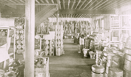 a corner in the storage department, goods are received by the carload
