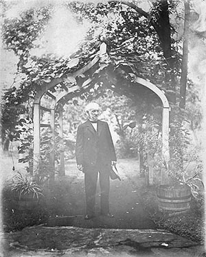 Isaac Wardwell in his garden
