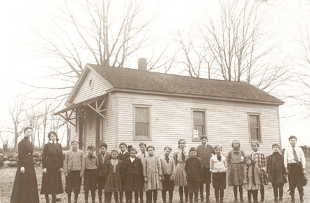Bangall School and Class 1911, with Mrs. Sara Stevens, postcard, click here for more