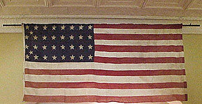 hand sewn 34 star flag owned by Wm. H. Lockwood of Company B, 28th Regiment