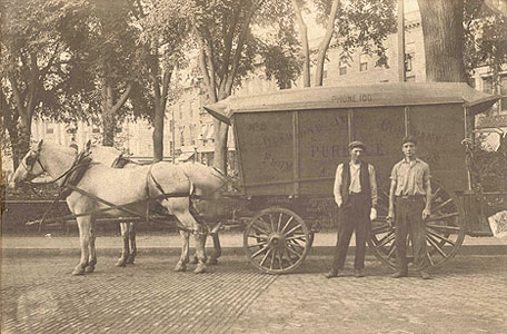 undated photo of a delivery cart at Central Park