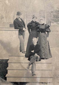 An unidentified photo. Sitting on the steps is Franklin Wardwell, it seems. The other couple may be either his brother Claison and wife, or Helen's sister Susan and spouse.