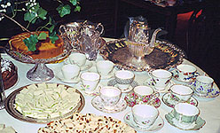 a section of the tea table, waiting for the guests