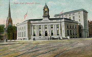 Postcard, around 1909. The Congregational Church is still there. There are still street railroad tracks