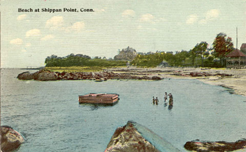 Postcard titled 'Beach at Shippan Point'