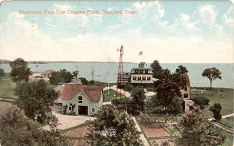 Postcard dated 1908, titled 'Panorama, East Side Shippna Point, Stamford, Conn.