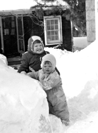 Nina and Pam Outerbridge, Trinity Pass Road, about 1961