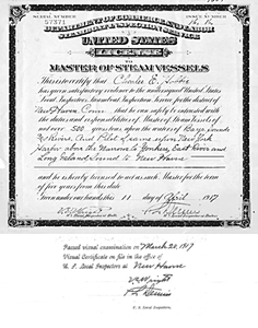 Charles E. Hobbie's Master of Steam Vessels License, 1917, click to enlarge